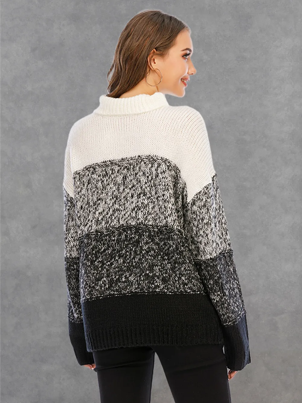 Color Block Turtleneck Sweater, image 3