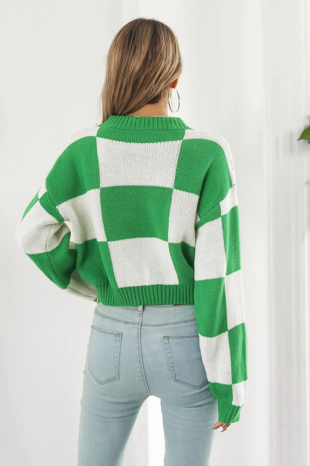 Color Block Round Neck Dropped Shoulder Sweater, image 3