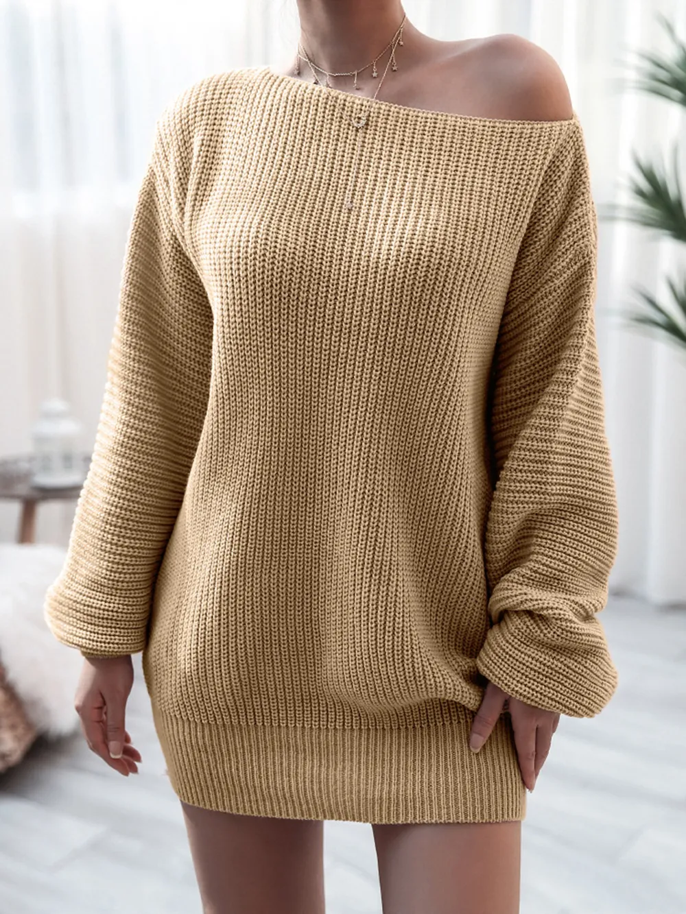 Rib-Knit Mini Sweater Dress, image 8