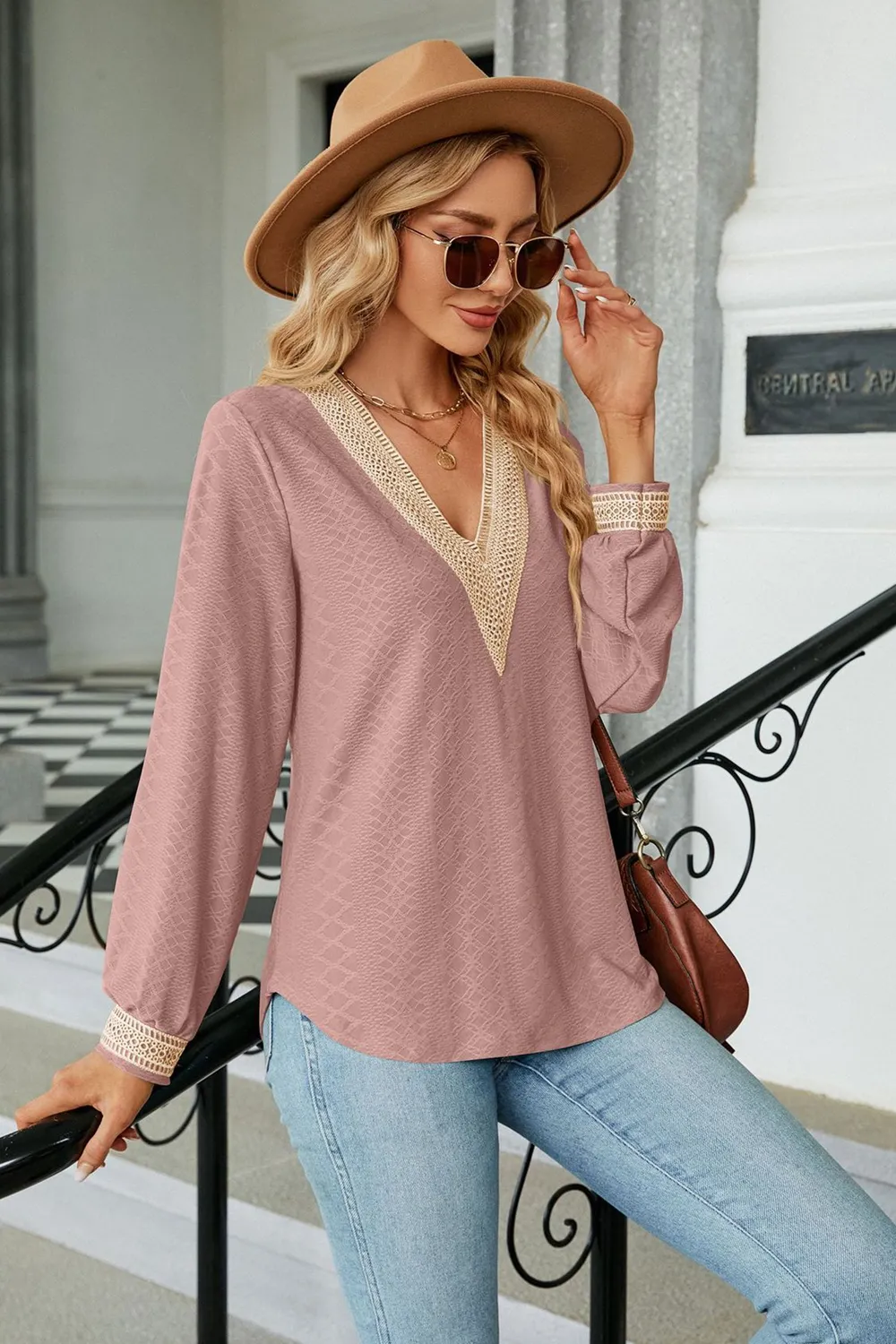 V-Neck Long Sleeve Blouse, image 9