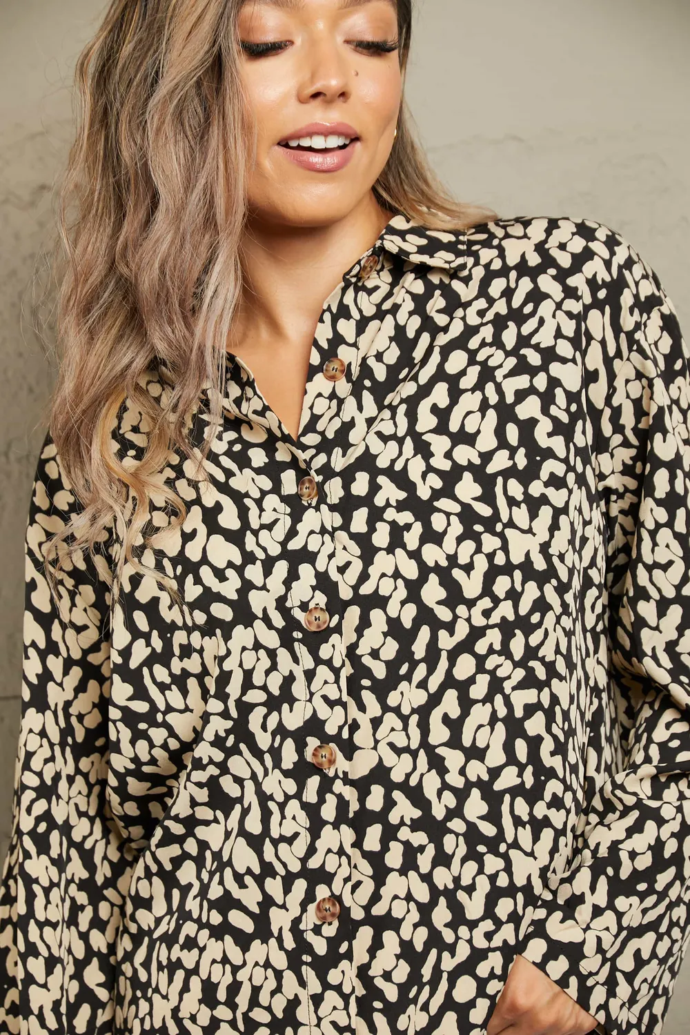 Leopard Roll-Tap Sleeve Shirt, image 5