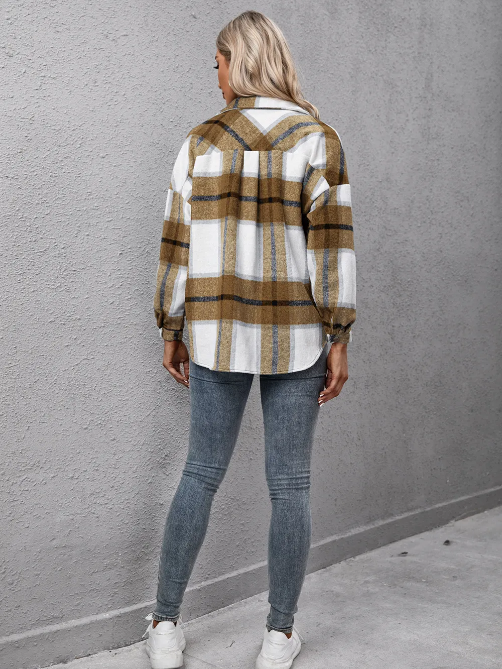 Plaid Long Sleeve Shirt Jacket, image 7