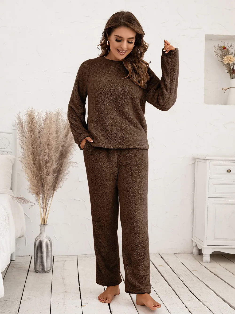 Teddy Long Sleeve Top and Pants Lounge Set, image 10