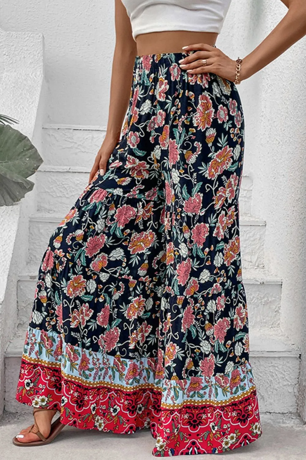 Floral High Waist Palazzo Pants, image 3