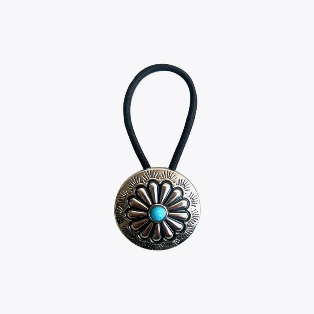 Turquoise Round Shape Hair Rope, image 2