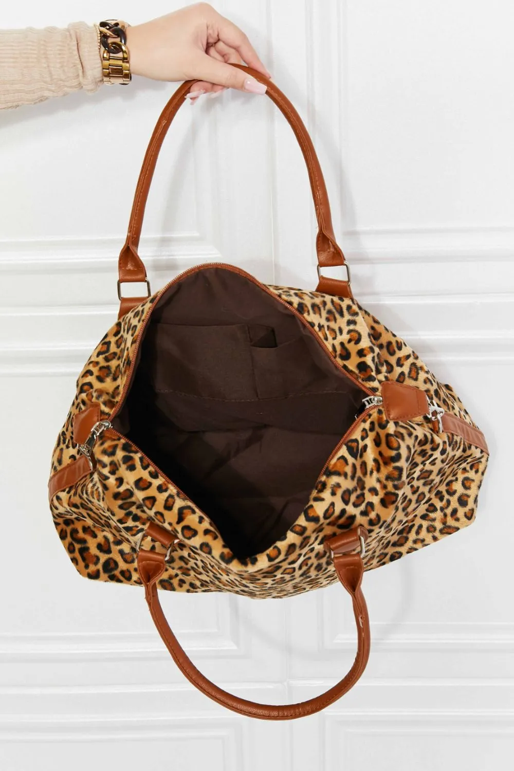 Animal Print Brushed Weekender Bag, image 5