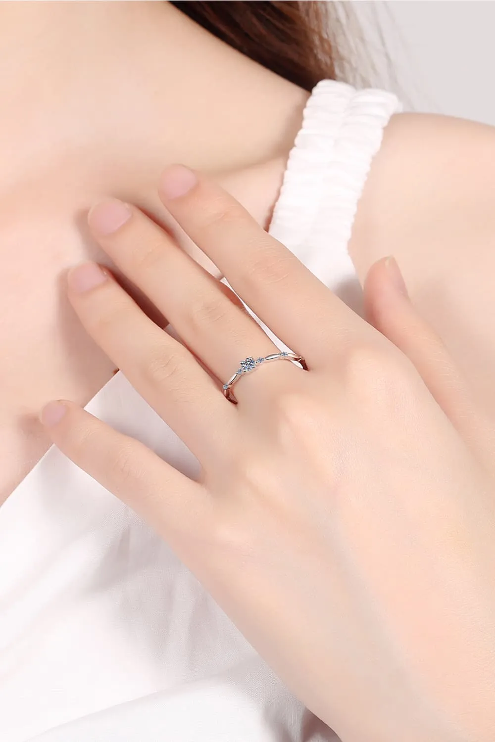 Moissanite 925 Sterling Silver Rhodium-Plated Ring, image 4