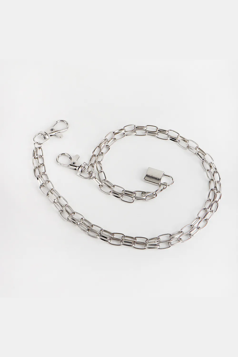 Double Layered Iron Chain Belt with Lock Charm, image 2
