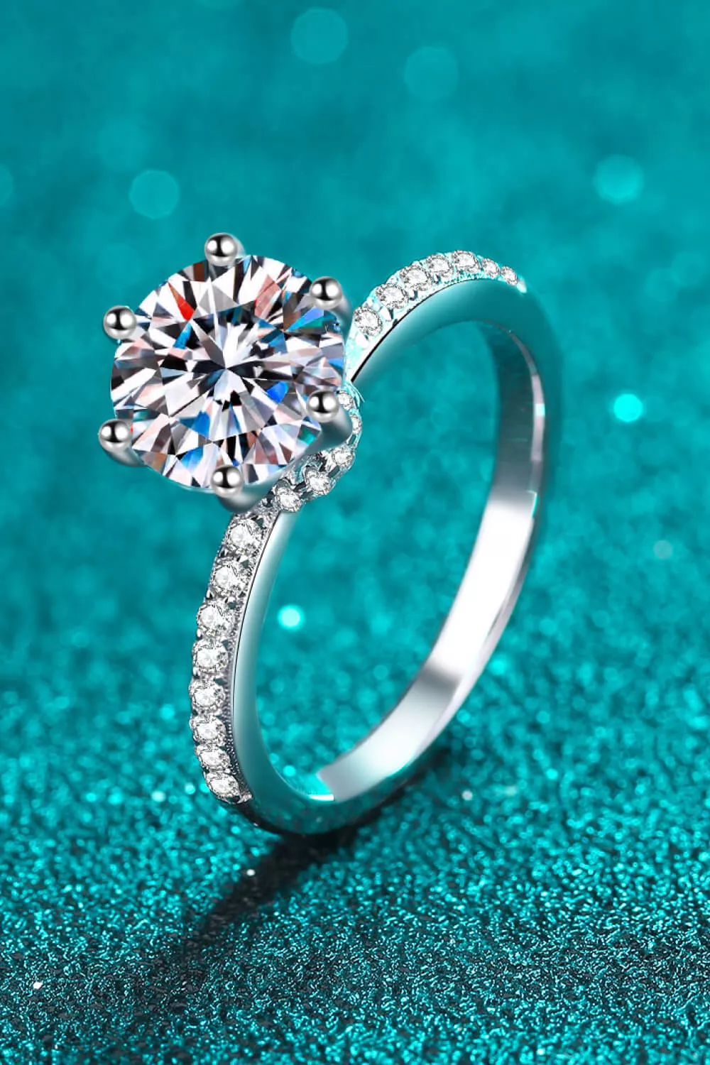 925 Sterling Silver 2 Carat Moissanite Ring, image 2