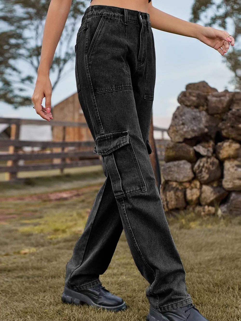 High Waist Cargo Jeans, image 6