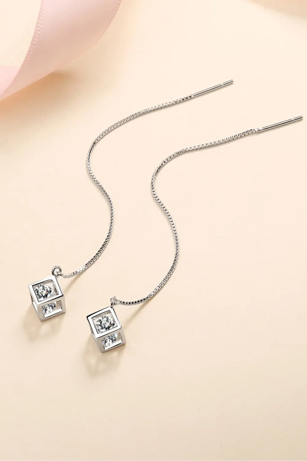 2 Carat Moissanite 925 Sterling Silver Threader Earrings, image 3