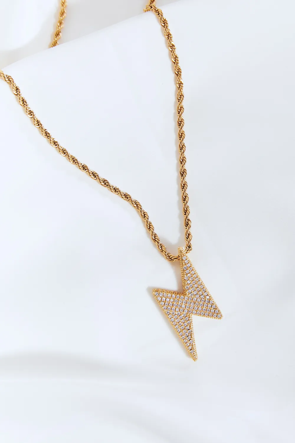 Brass Lightning Pendant Necklace, image 5