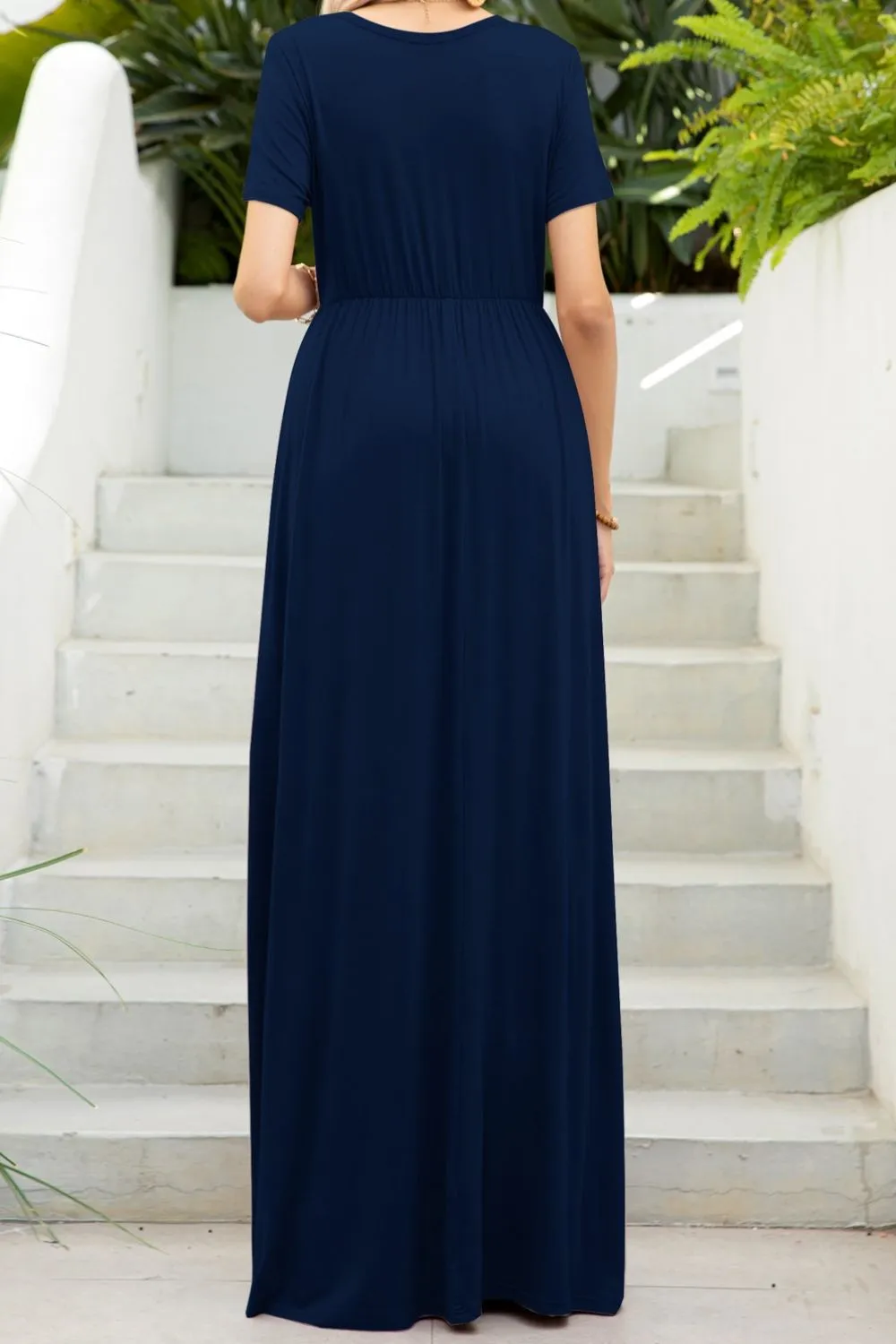 Round Neck Maxi Tee Dress with Pockets, image 5