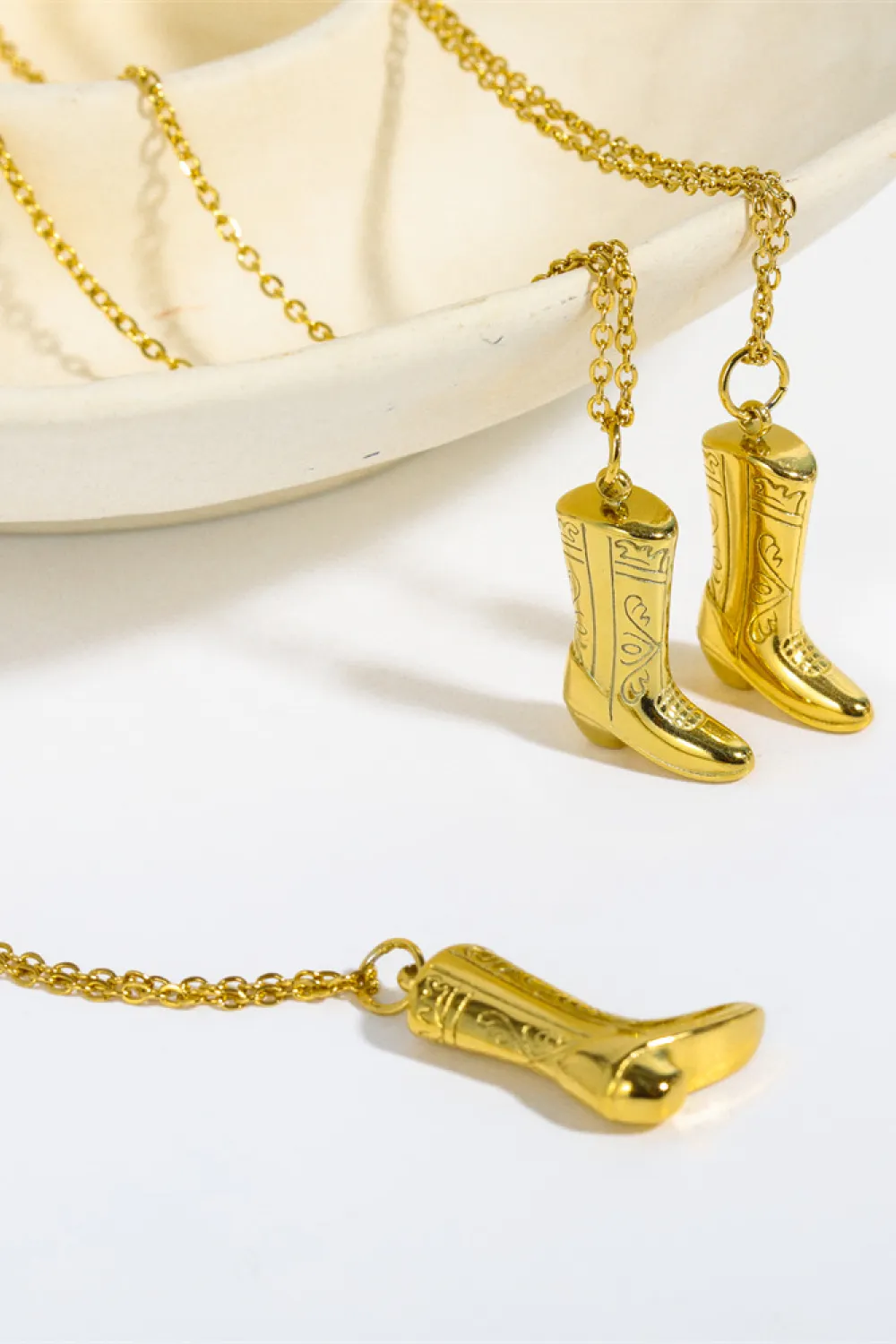 Cowboy Boot Pendant Stainless Steel Necklace, image 5