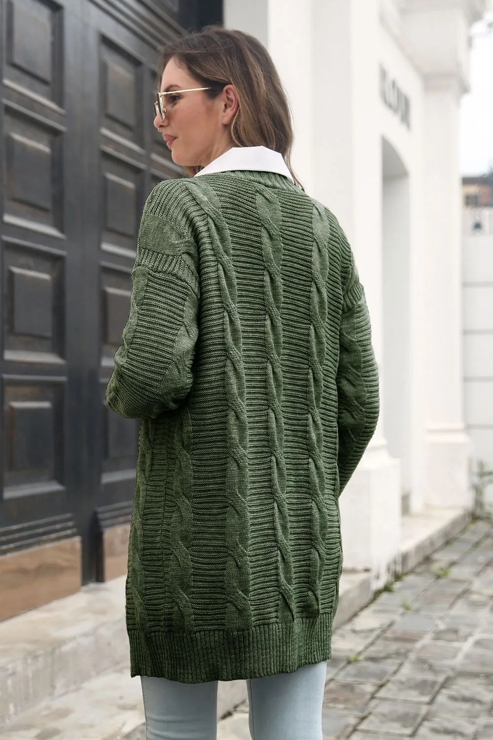 Open Front Cable-Knit Cardigan, image 6