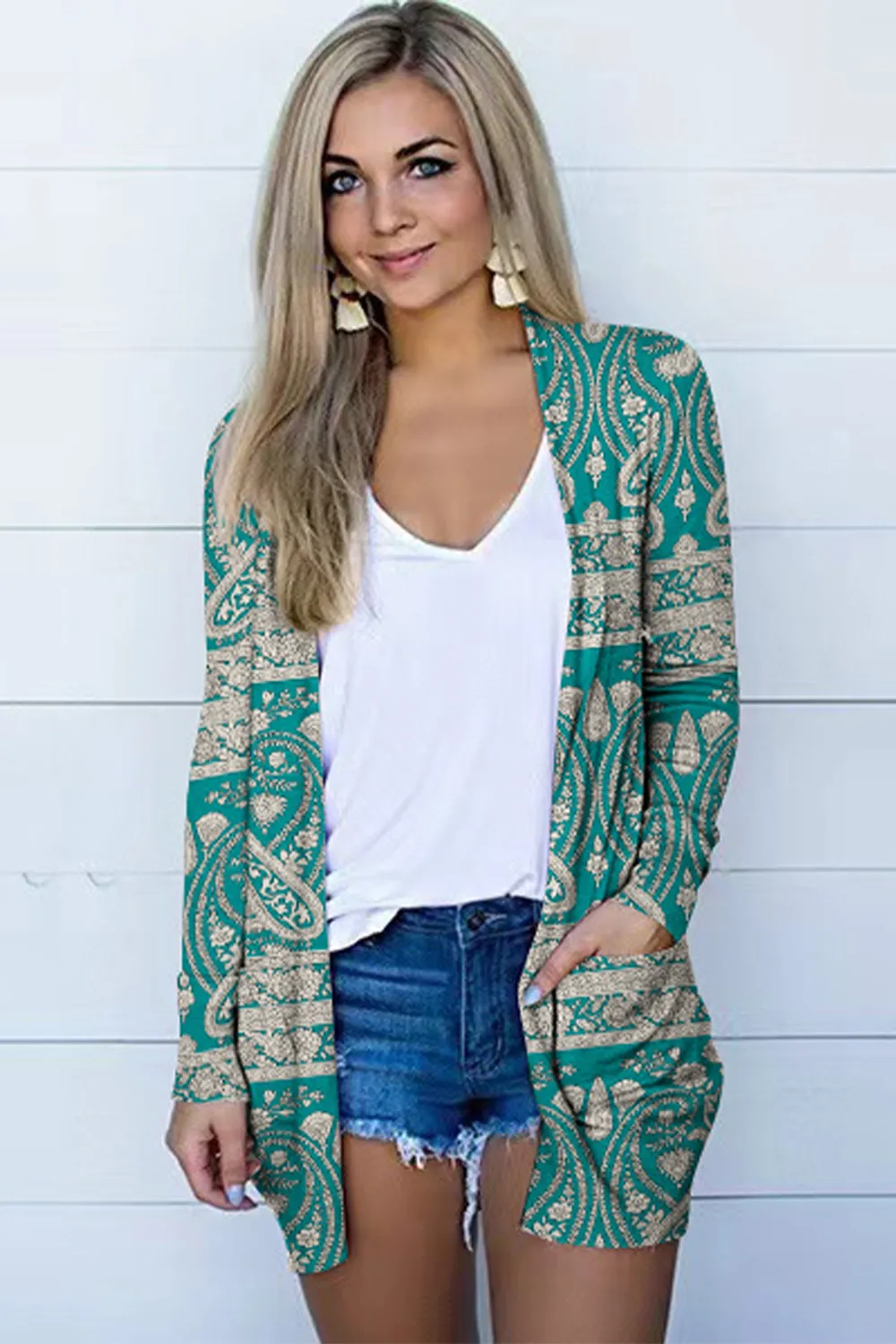 Printed Long Sleeve Cardigan, image 2