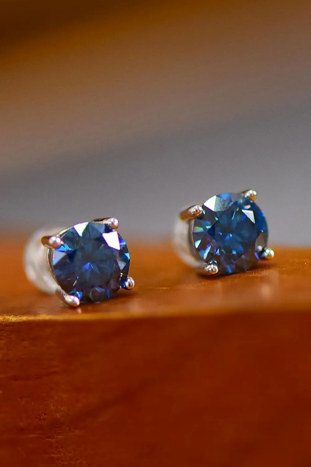 2 Carat Moissanite Four-Prong Platinum-Plated Earrings, image 4