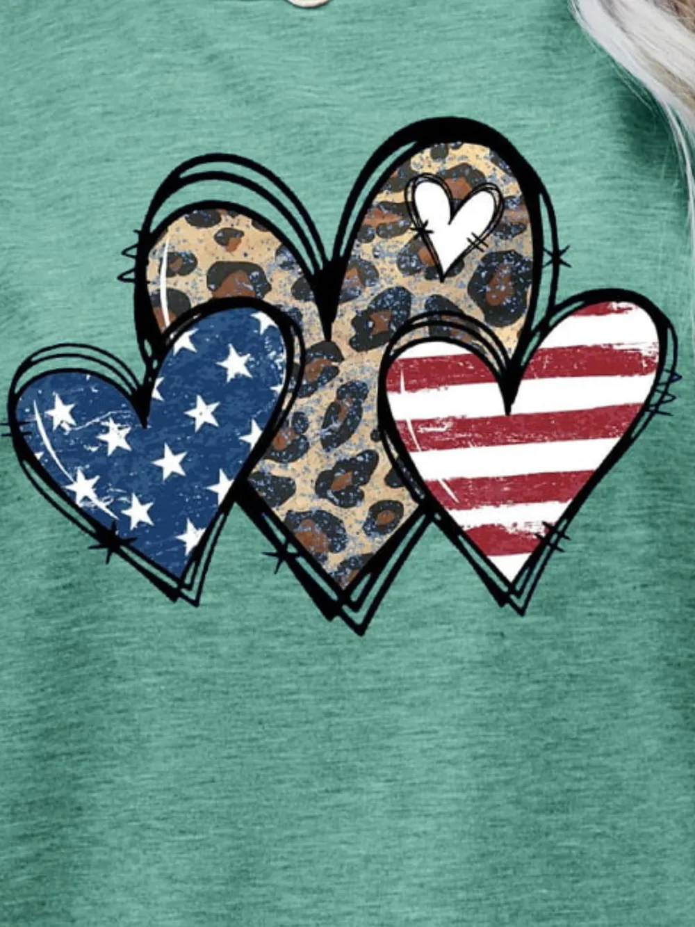 US Flag Leopard Heart Graphic Tee, image 4