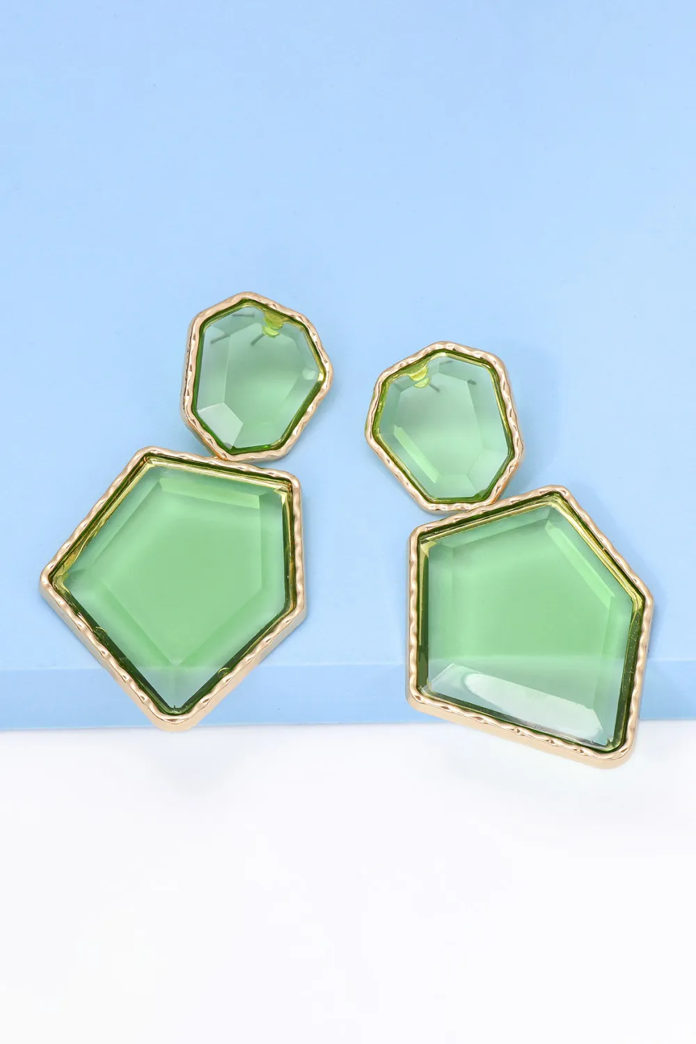 Geometrical Shape Zinc Alloy Frame Resin Dangle Earrings, image 26