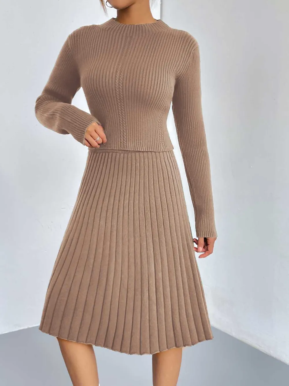 Rib-Knit Sweater and Skirt Set, image 5
