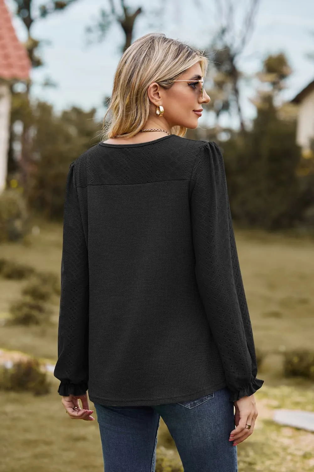 Round Neck Puff Sleeve Blouse, image 12