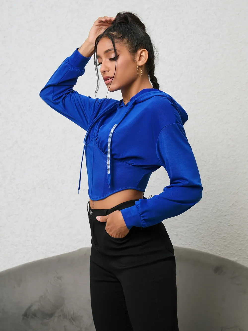 Long Sleeve Drawstring Hoodie, image 2