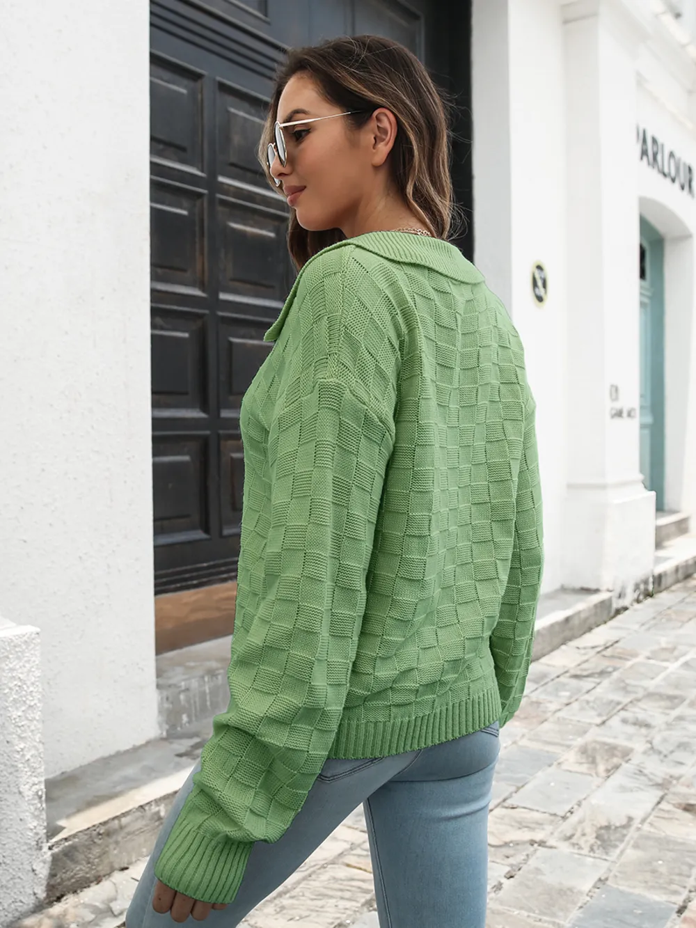 Johnny Collar Dropped Shoulder Sweater, image 3