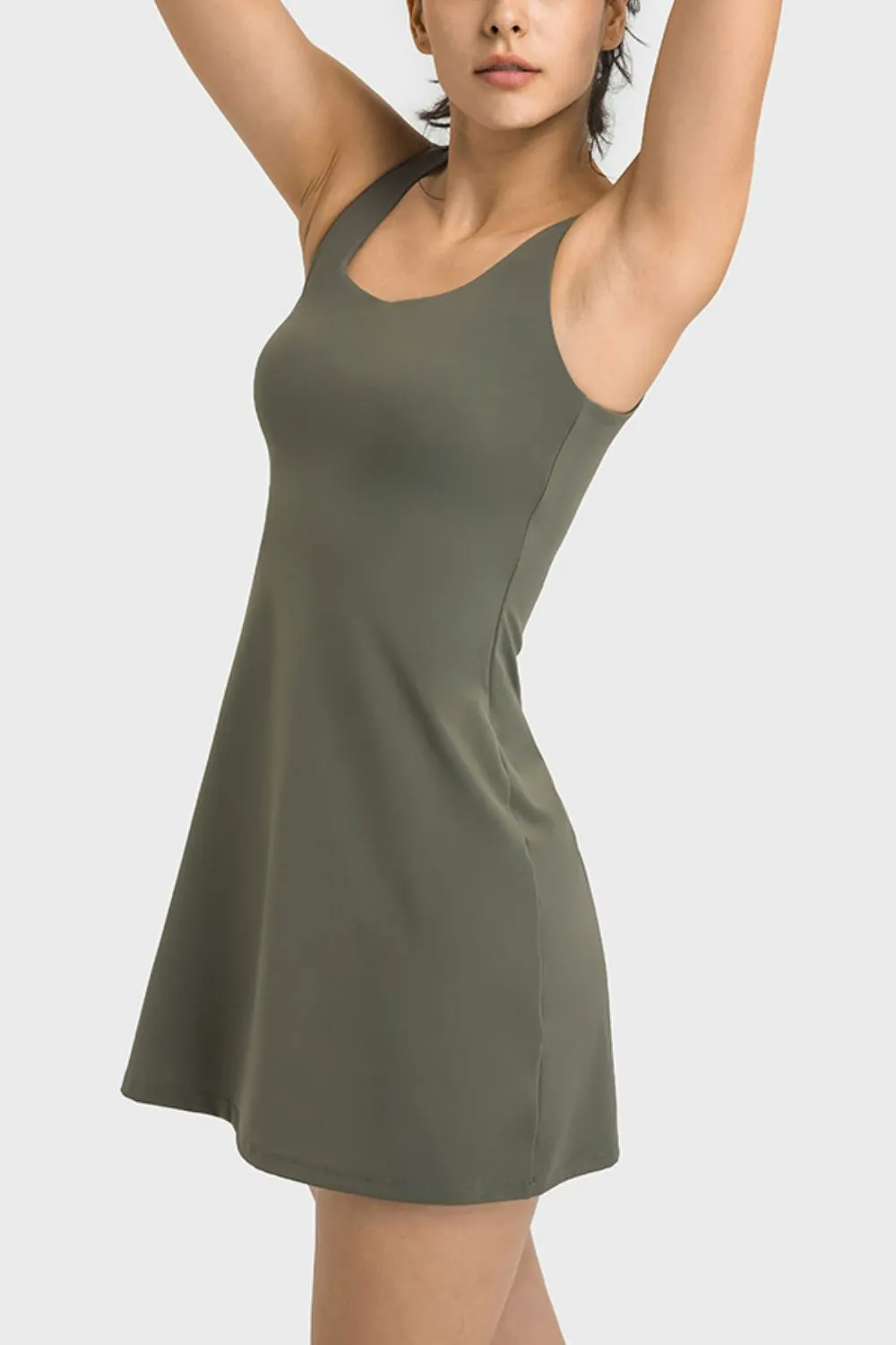 Square Neck Sports Tank Dress with Full Coverage Bottoms, image 7
