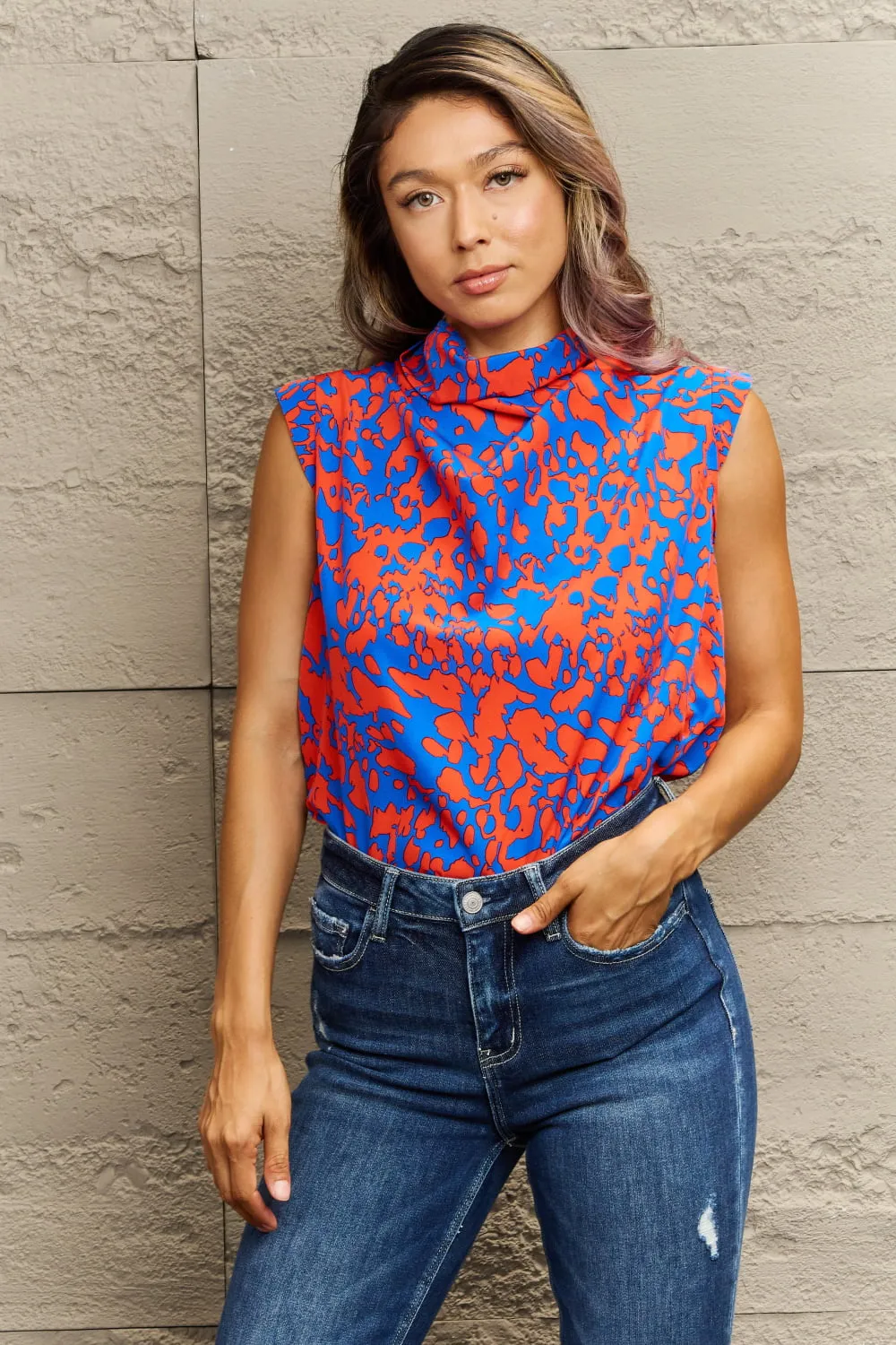 Printed Round Neck Tank Top, image 3