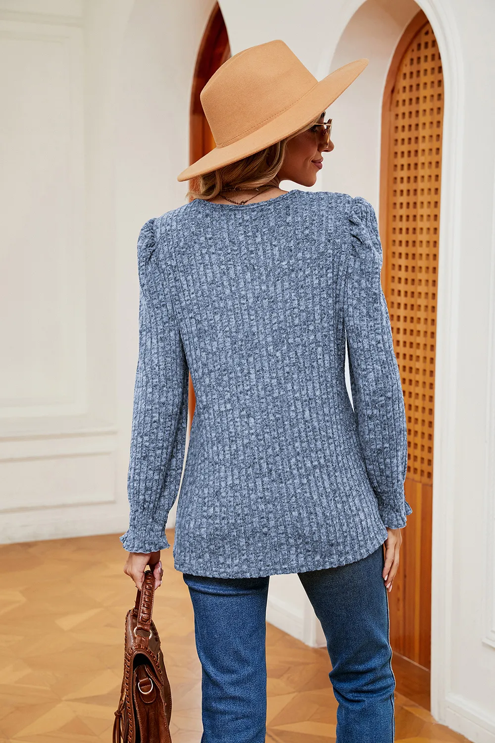 Square Neck Puff Sleeve Top, image 2
