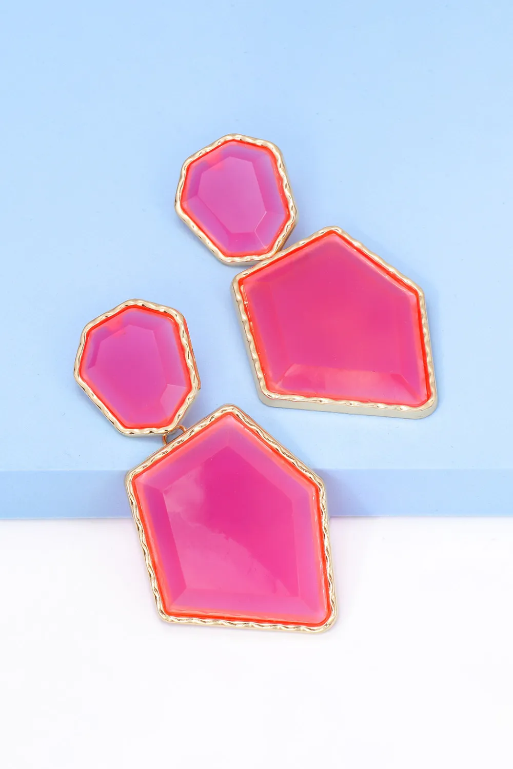 Geometrical Shape Zinc Alloy Frame Resin Dangle Earrings, image 23