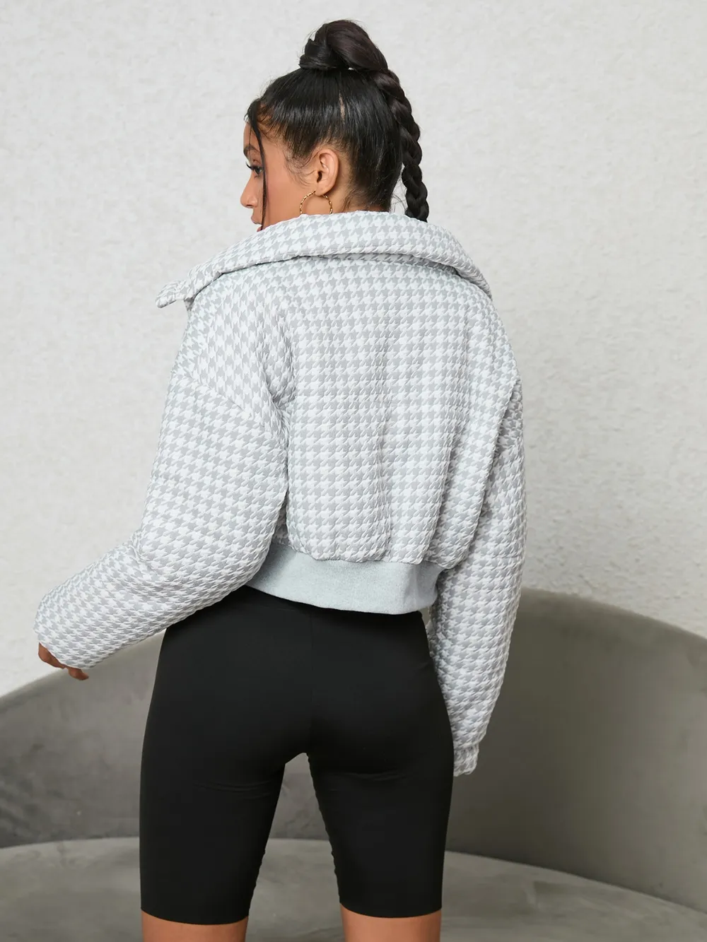 Houndstooth Zip-Up Jacket, image 2