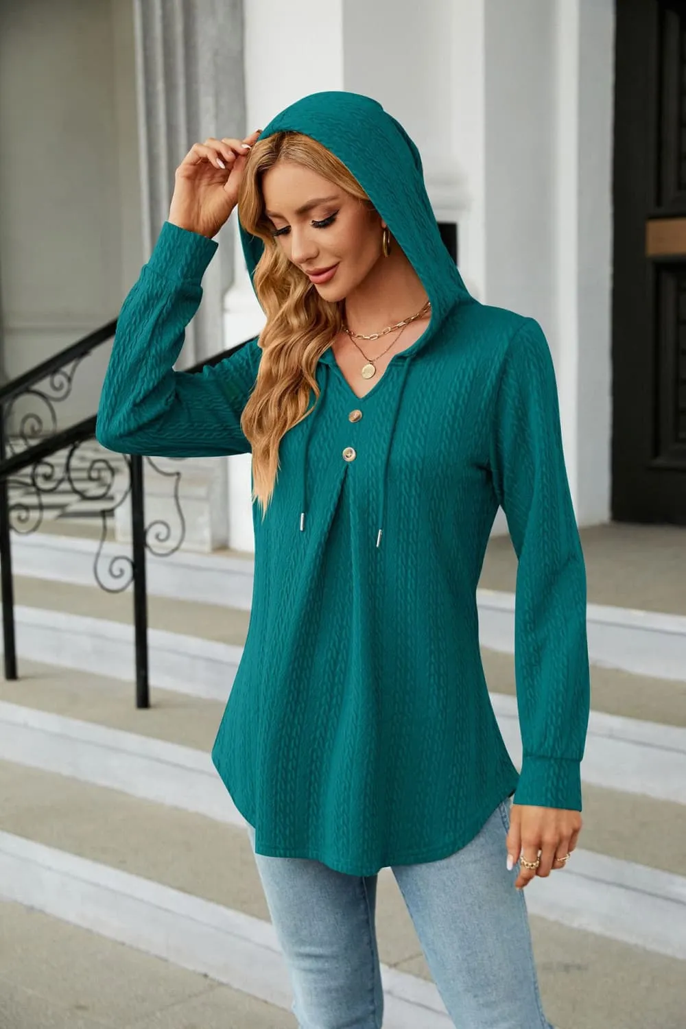 Long Sleeve Hooded Blouse, image 4