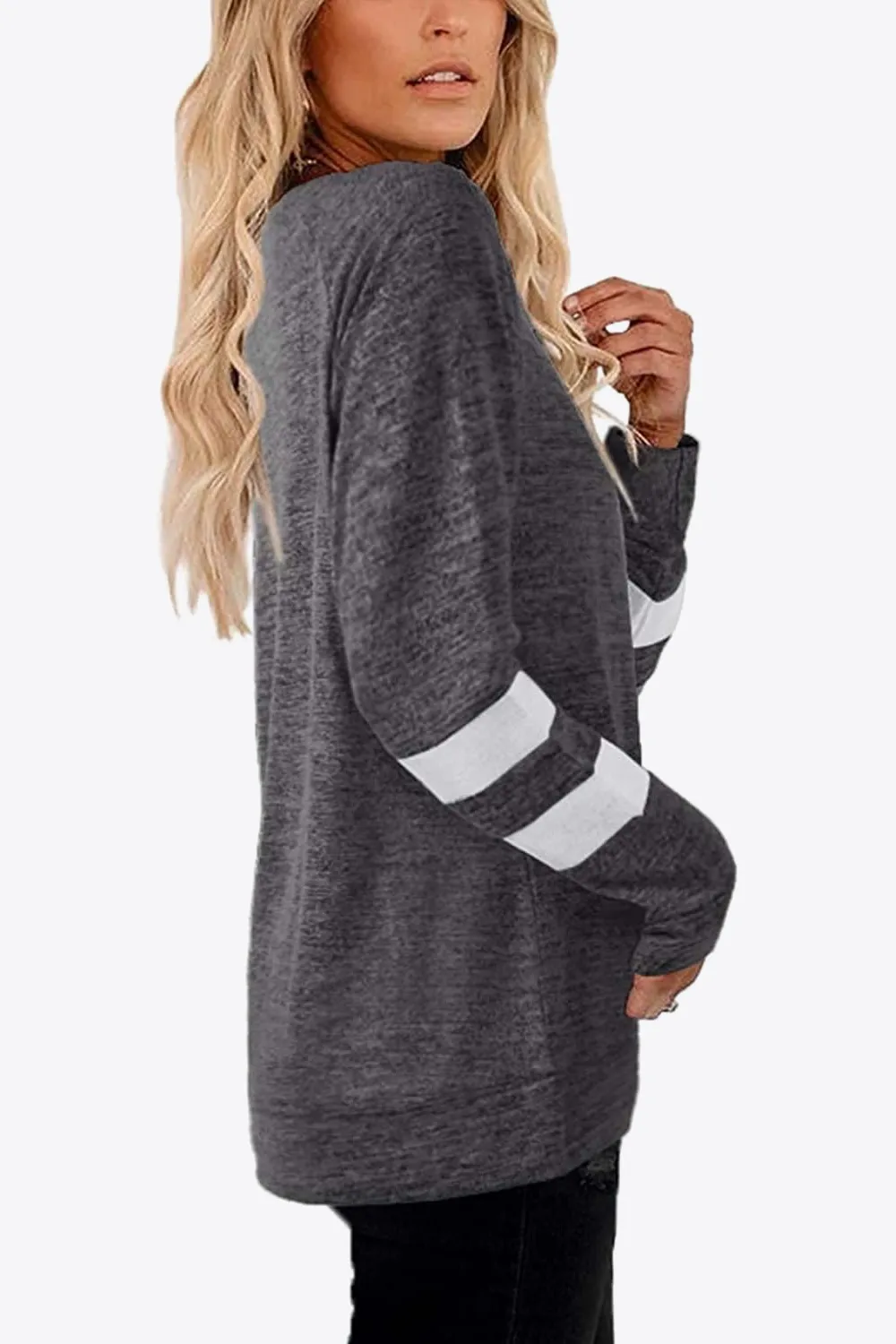 Striped Contrast Raglan Sleeve Top, image 8
