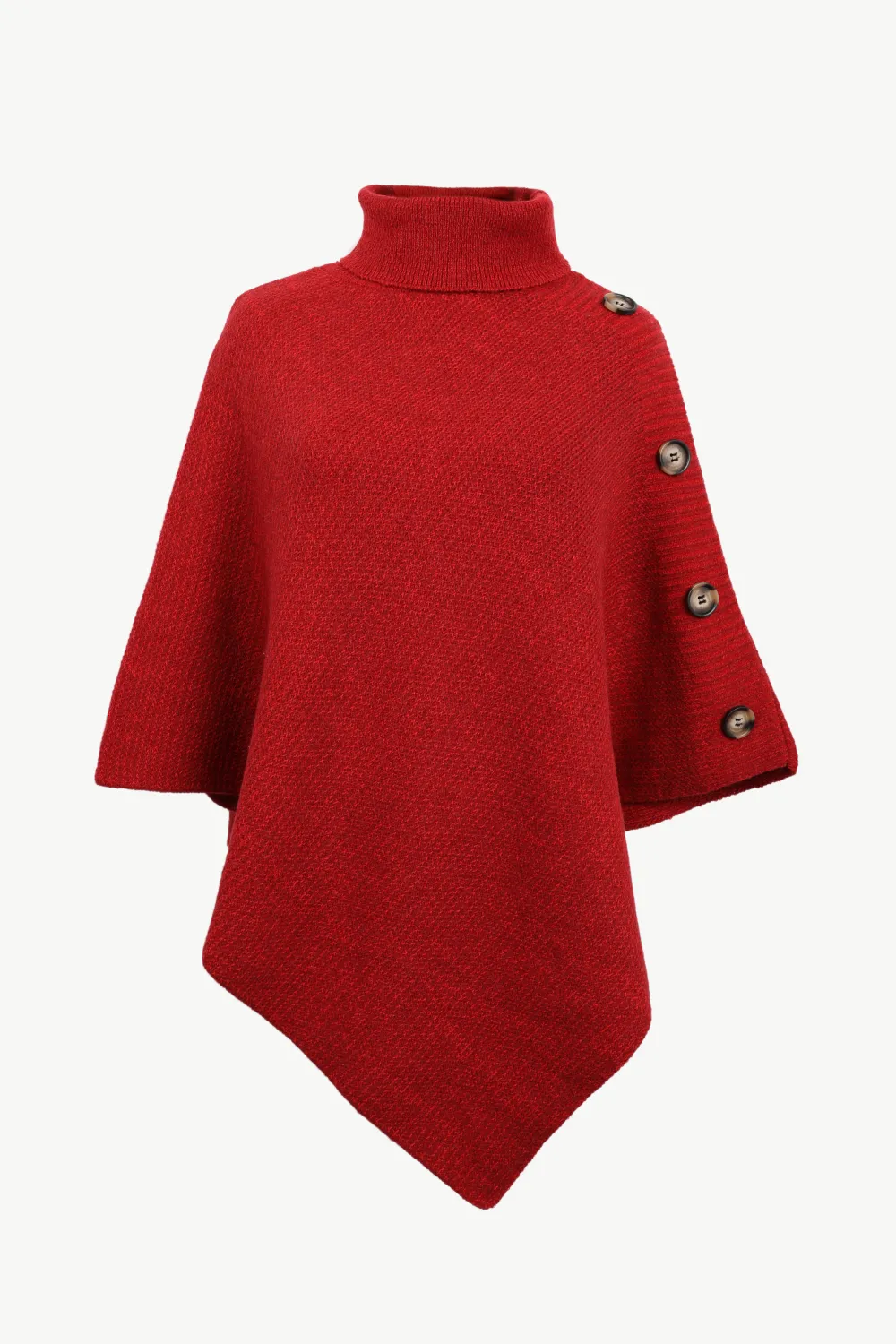 Turtleneck Buttoned Poncho, image 9