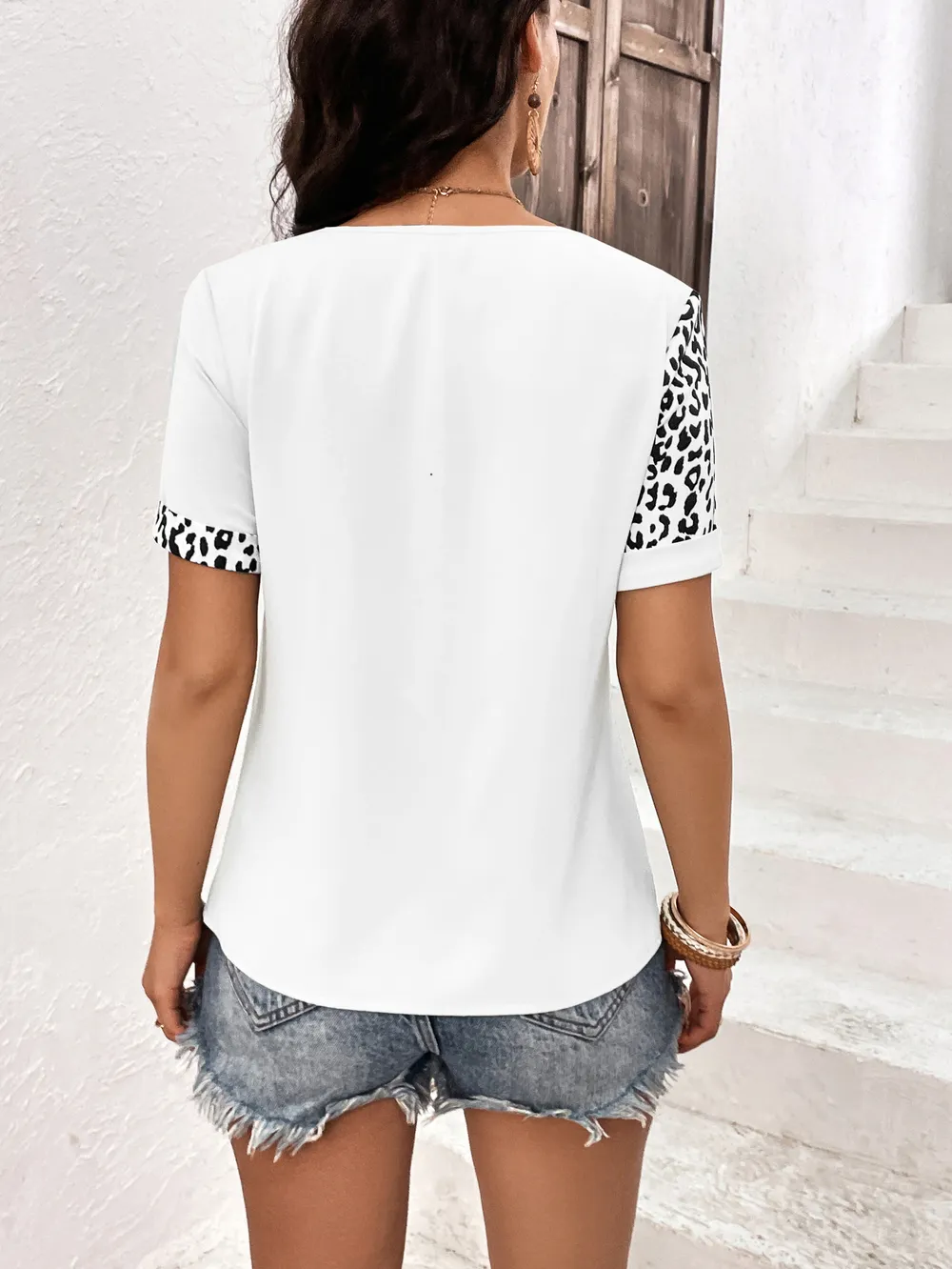 Leopard Round Neck Short Sleeve Tee, image 8