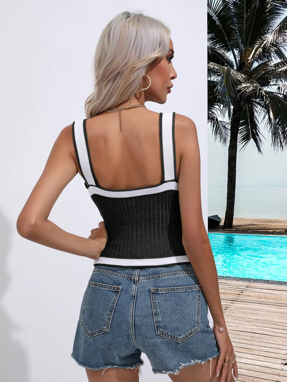 Contrast Crisscross Knit Tank, image 12