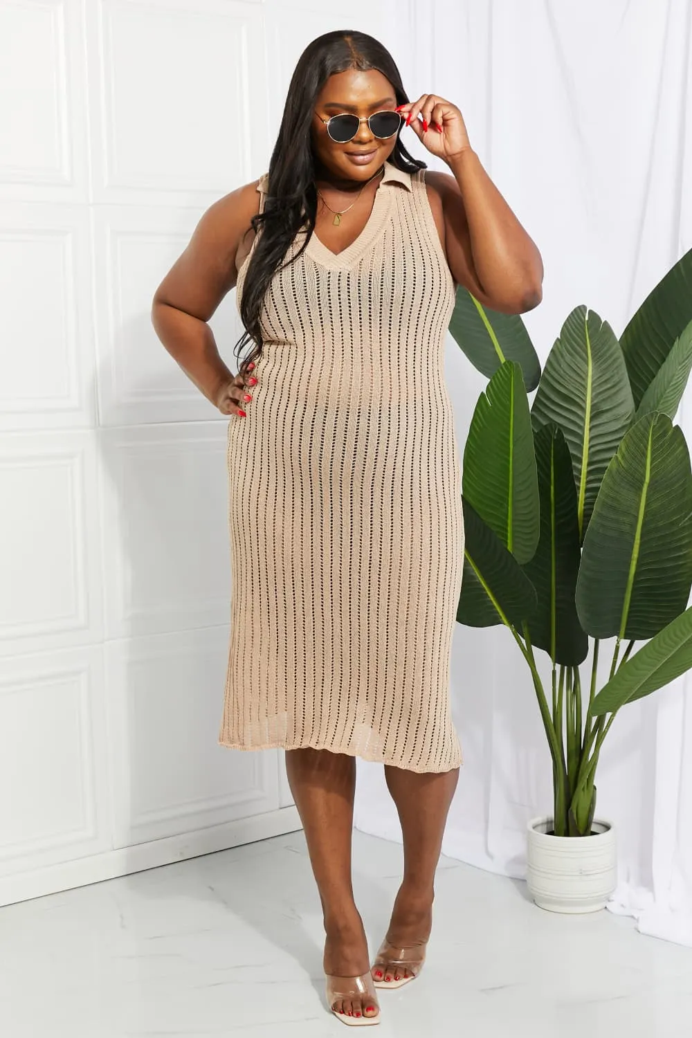 Openwork Johnny Collar Cover Up Dress, image 12