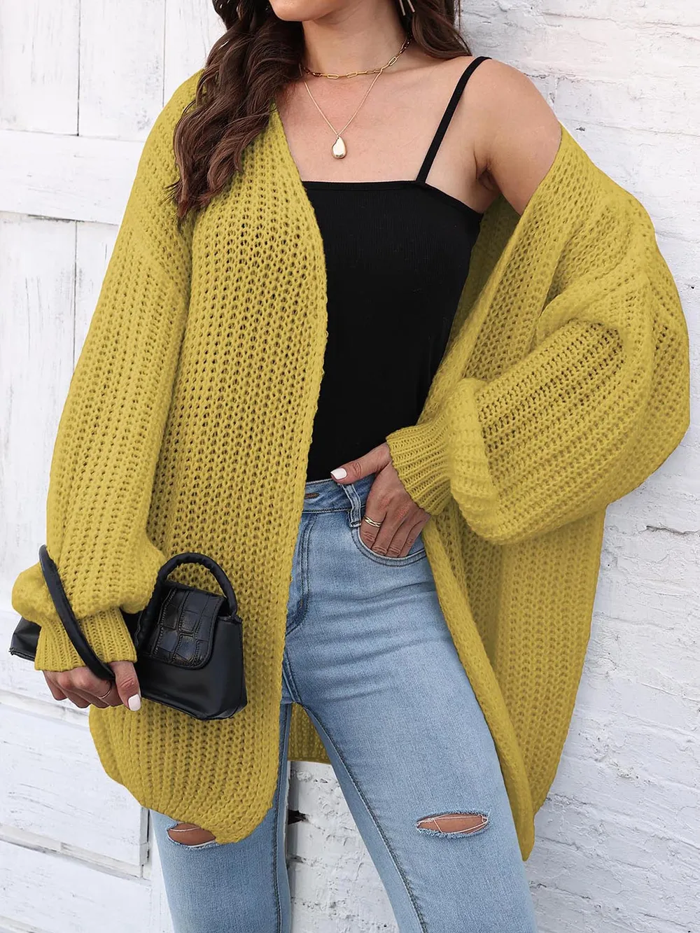 Open Front Dropped Shoulder Longline Cardigan, image 4
