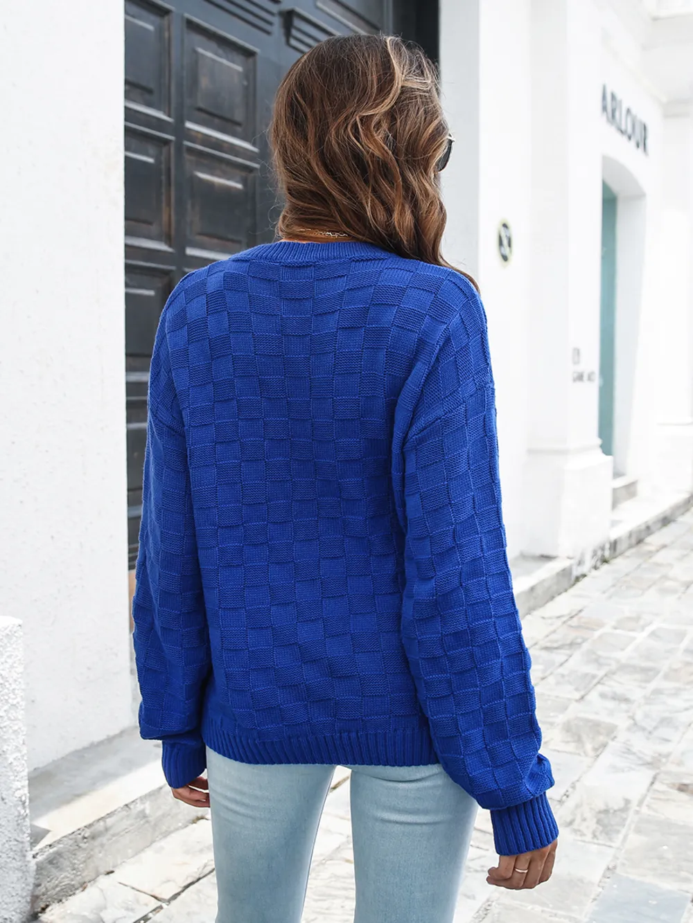 Round Neck Dropped Shoulder Sweater, image 2