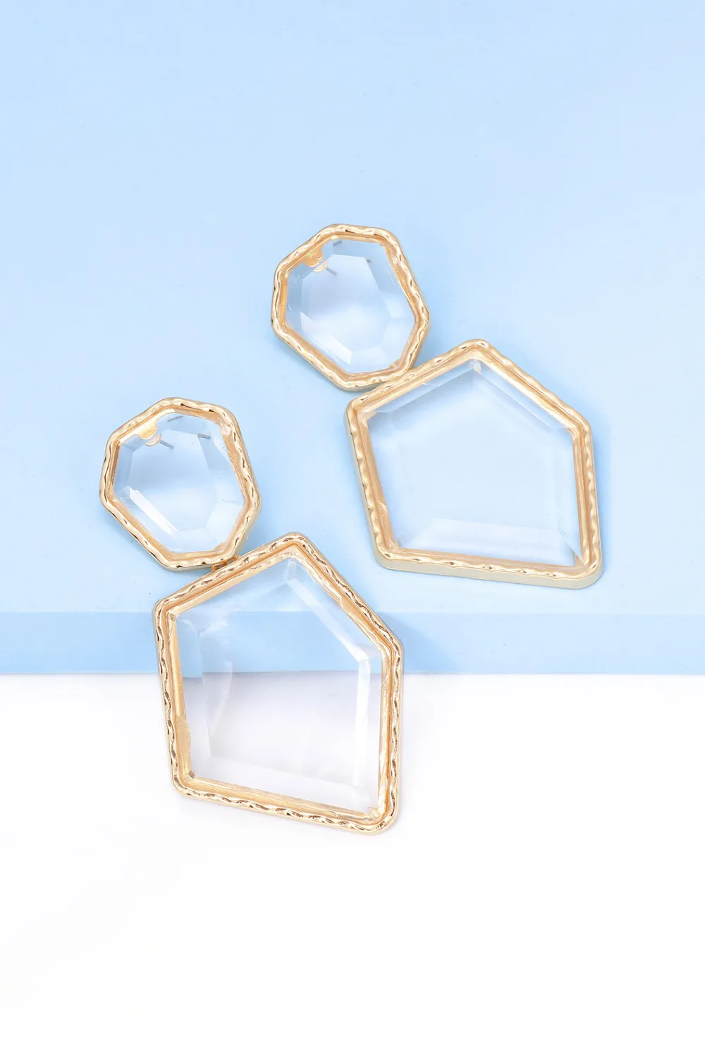 Geometrical Shape Zinc Alloy Frame Resin Dangle Earrings, image 11