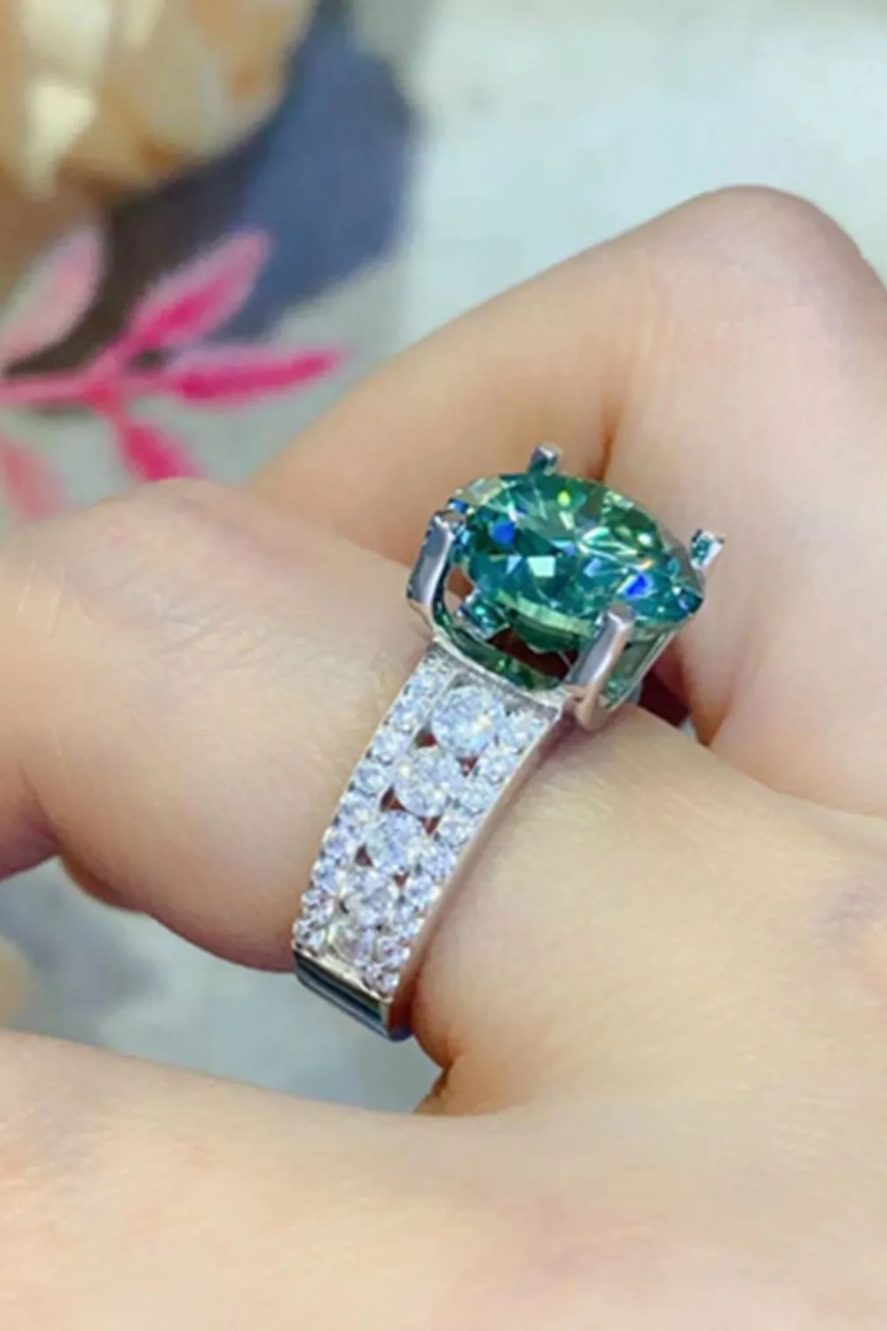 5 Carat Moissanite 4-Prong Wide Band Ring, image 3
