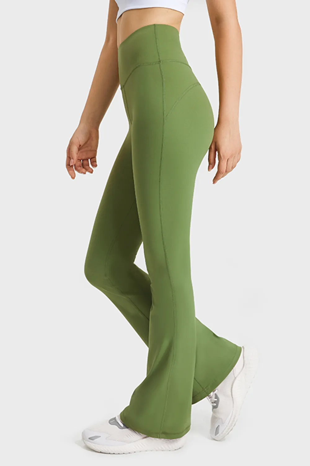 Elastic Waist Flare Yoga Pants, image 5