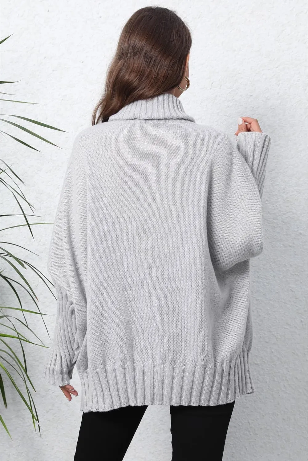 Turtle Neck Long Sleeve Ribbed Sweater, image 4