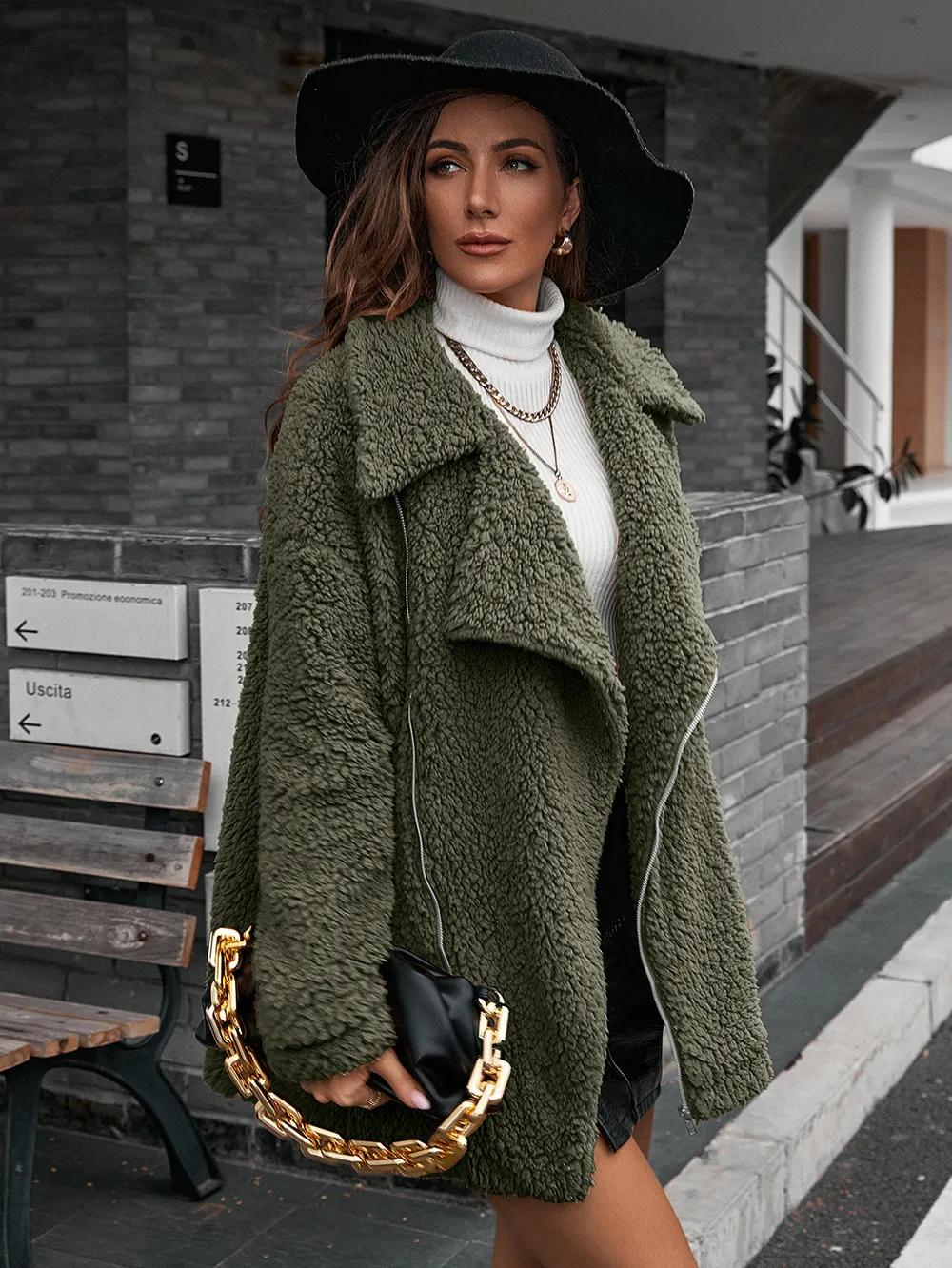 Zip-Up Collared Teddy Jacket, image 8