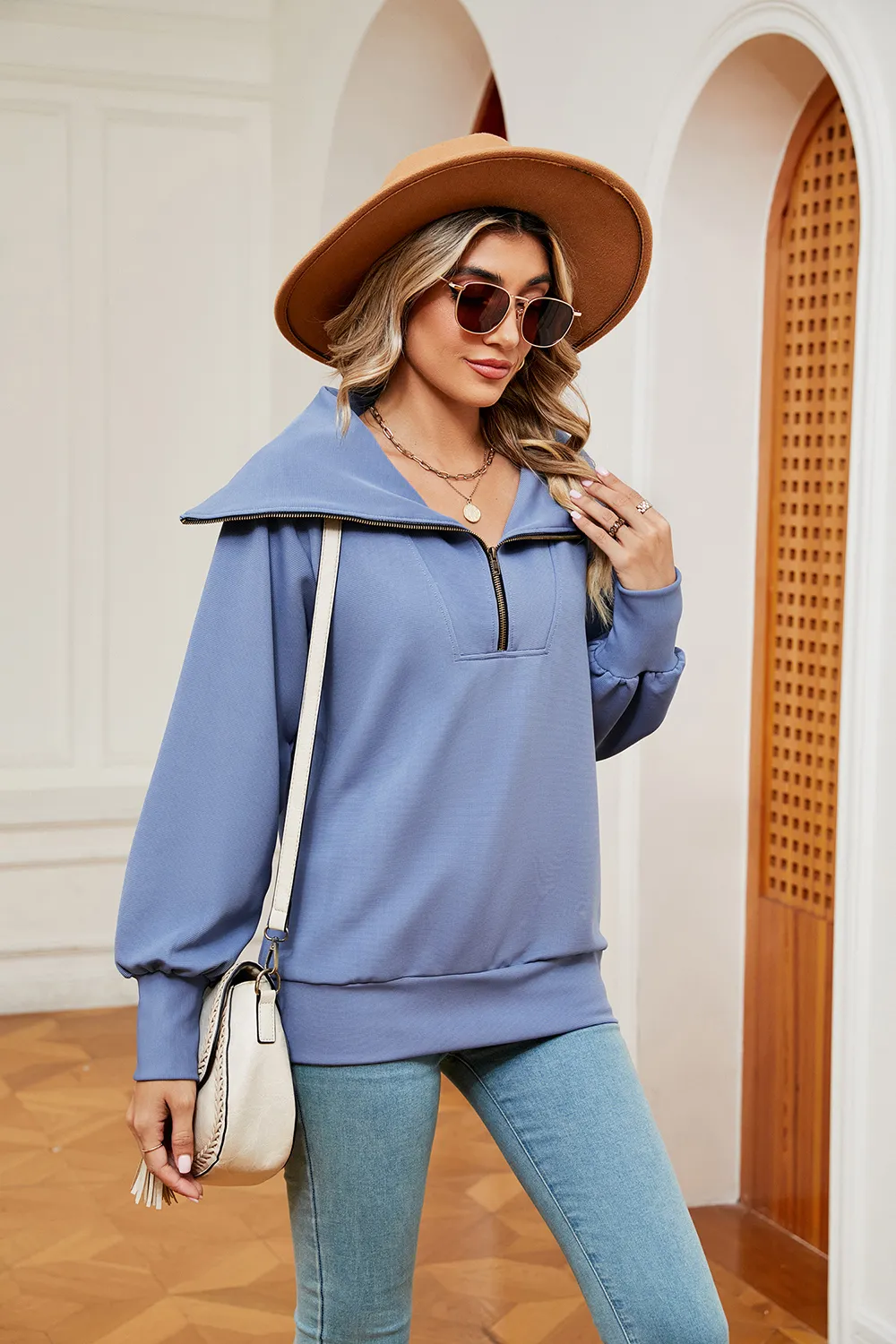 Half-Zip Collared Sweatshirt, image 15