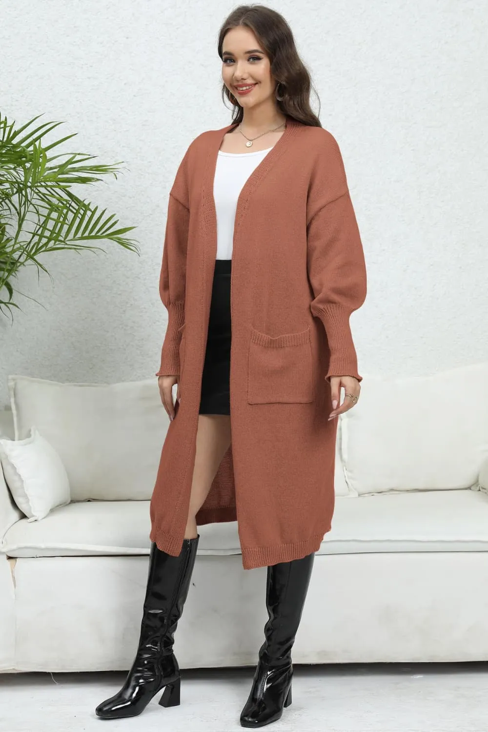 Open Front Dropped Shoulder Cardigan, image 14