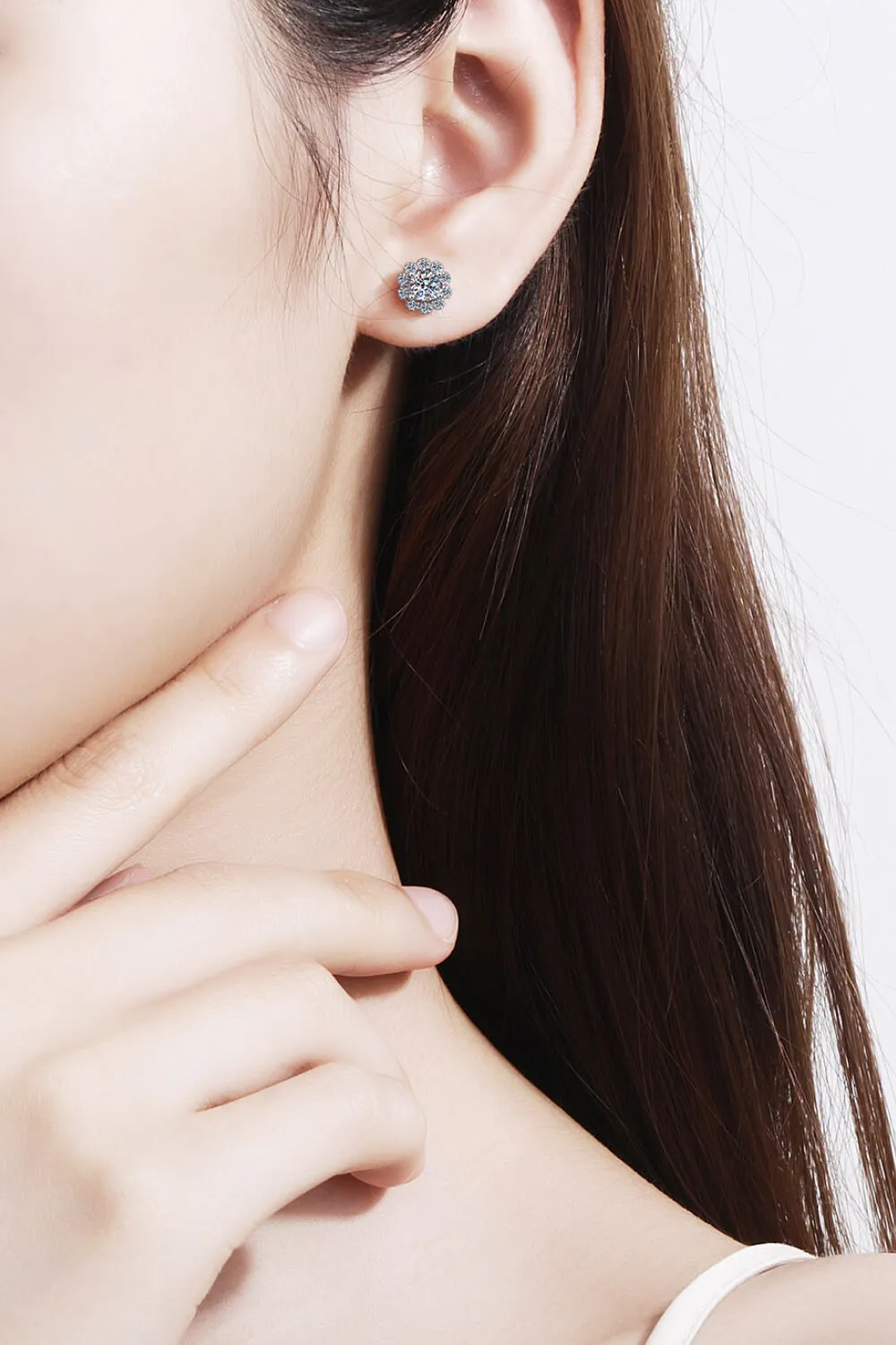 Moissanite Floral-Shaped Stud Earrings, image 2