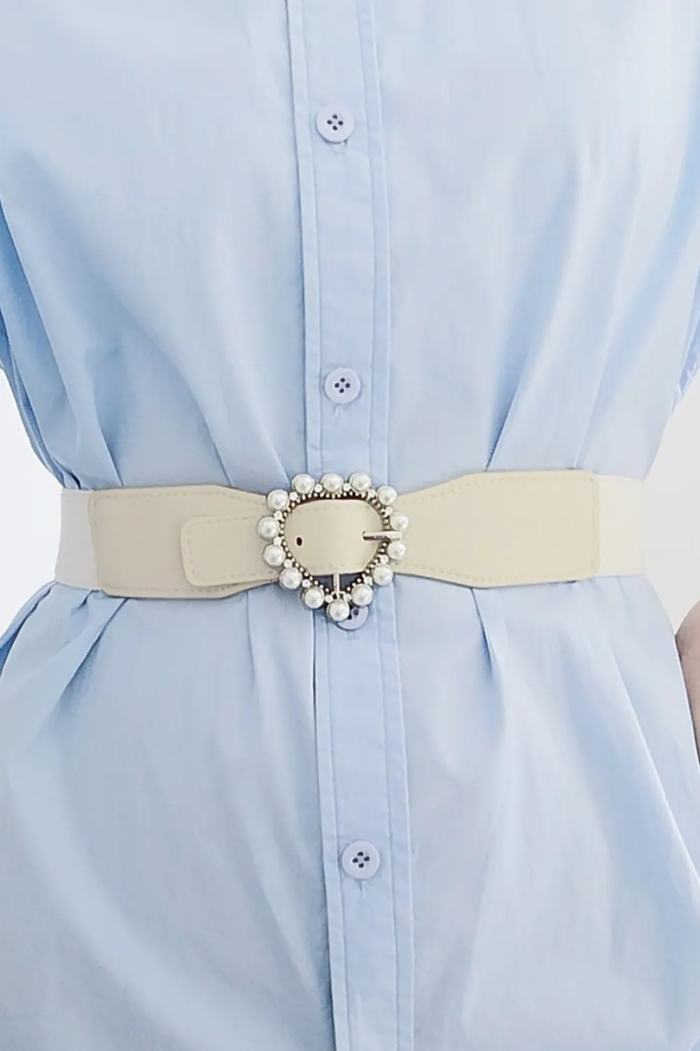 Pearl Heart Buckle Elastic Belt, image 2