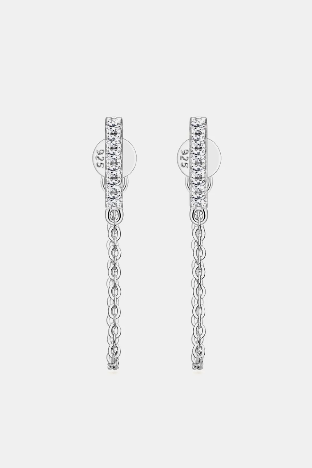 Moissanite 925 Sterling Silver Connected Earrings, image 7